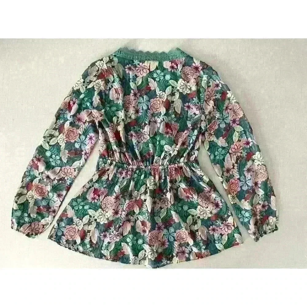 Matilda Jane Sz XS Kookaburra Floral Blouse Green Feminine Pretty Cottagecore - Picture 13 of 16